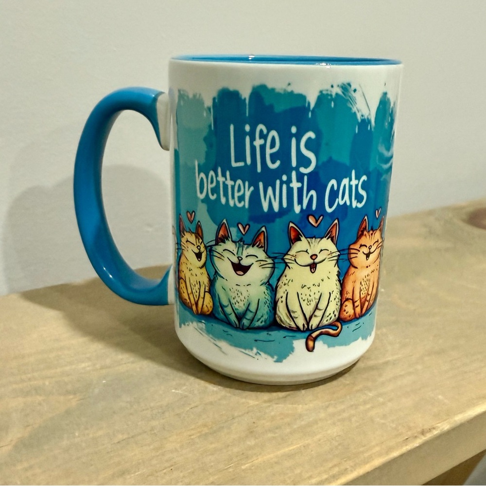 Ceramic Mug - Life is Better with Cats - 15oz
